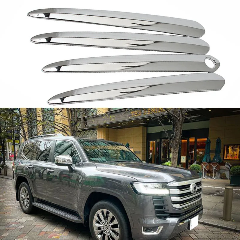 

4 шт. Глянцевая Серебристая крышка дверной ручки для Toyota Land Cruiser 300 LC300 2021 2022, внешняя отделка, аксессуары для стайлинга автомобиля