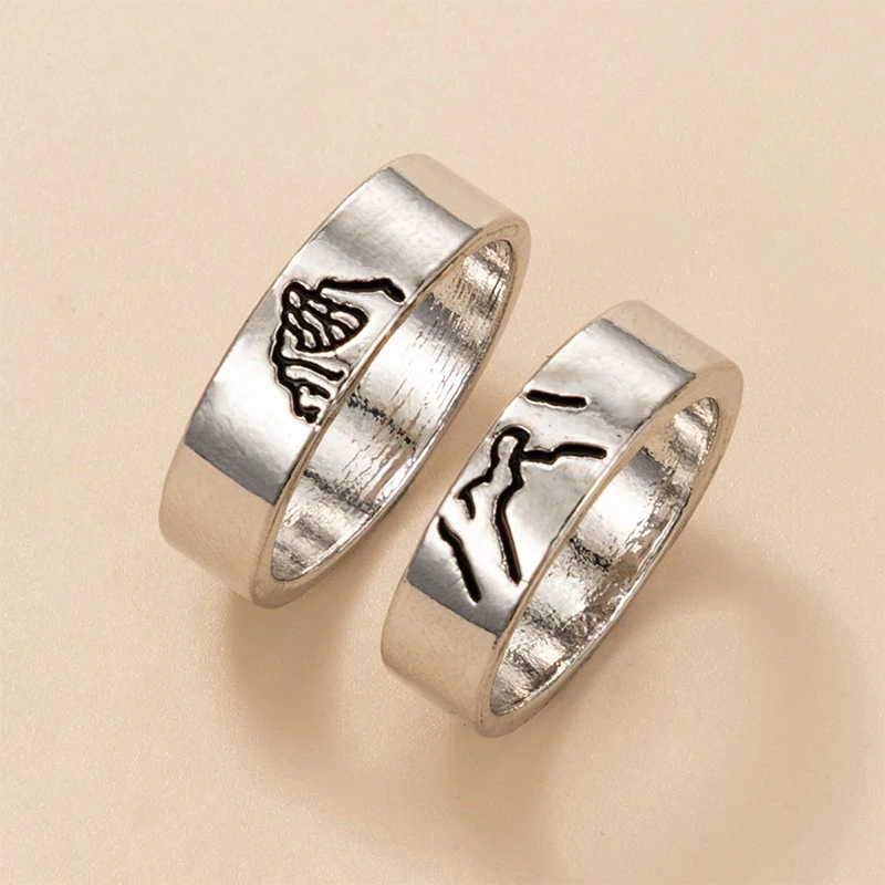 

Couple Ring Set Trendy Geometric Knuckle Rings for Women Men Lover Friendship Engagement Wedding Rings 2021 Trend Jewelry Gifts