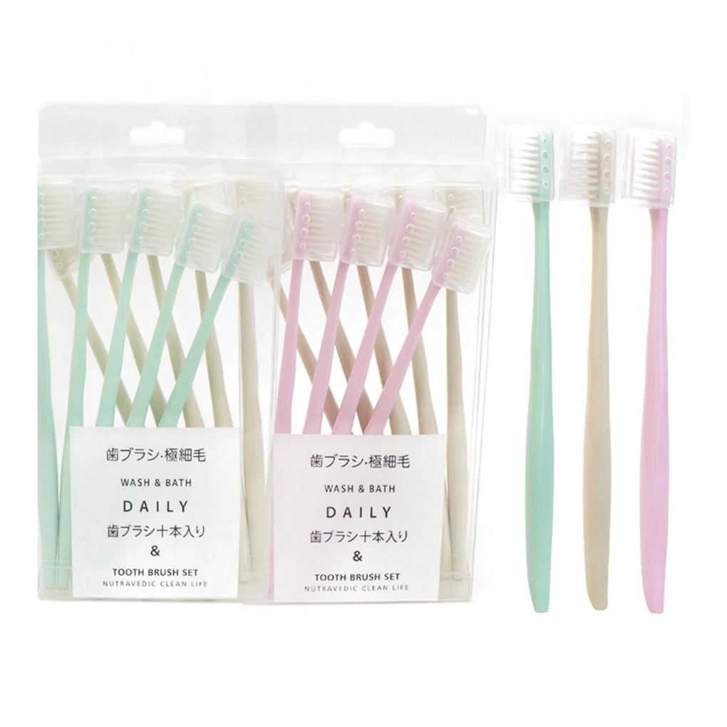 

10PC Toothbrush Soft Dense Bristle Toothbrush With Holder Deep Cleaning Bristle Brush For Oral Teeth Care Tools