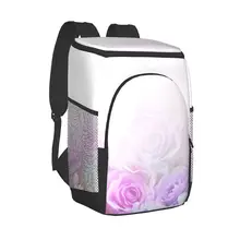 Thermal Backpack Pink And Violet Flowers Waterproof Cooler Bag Large Insulated Bag Picnic Cooler Backpack Refrigerator Bag