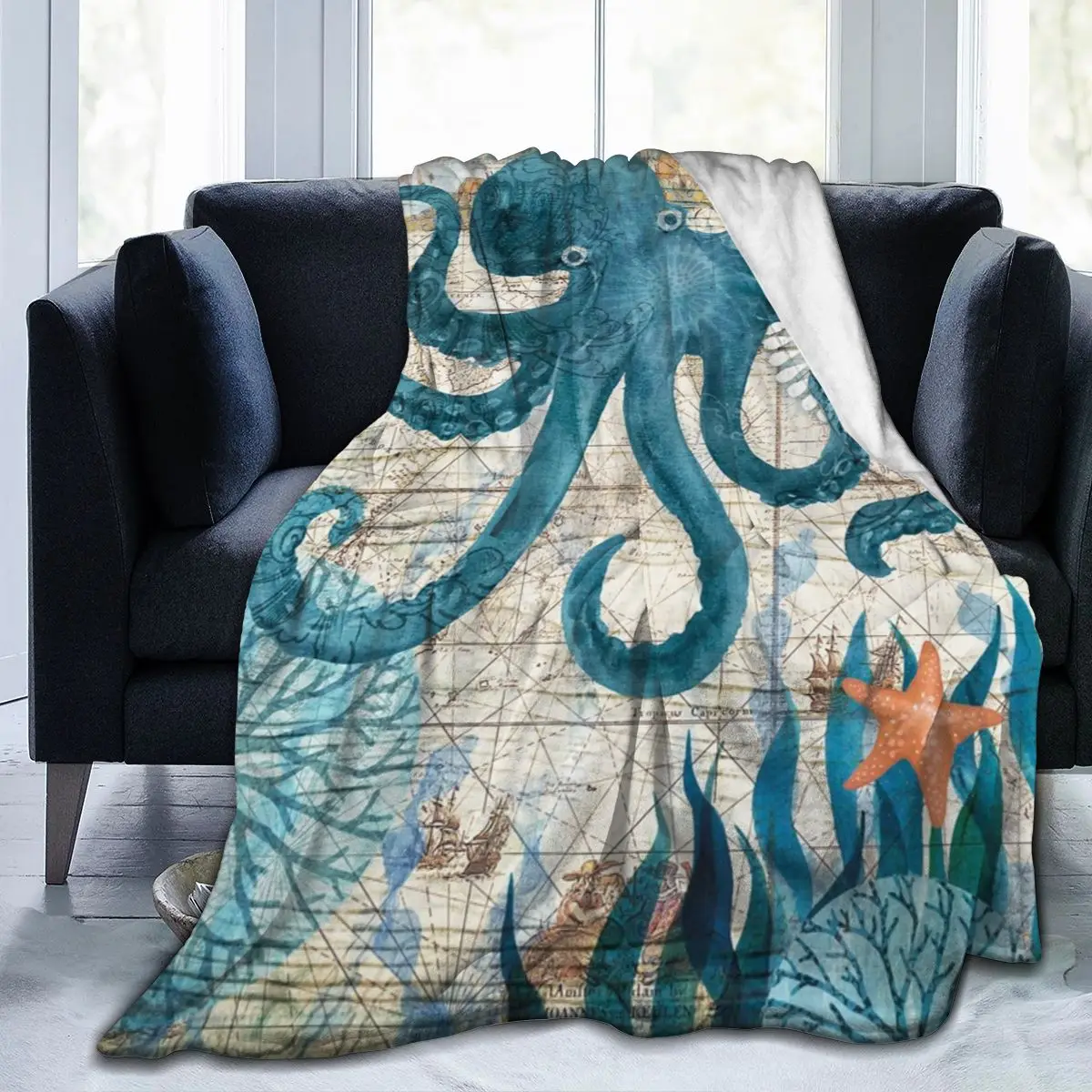 

Octopus Wild Marine Animals In Ocean Super Soft And Cozy Fleece Blanket Perfect For Couch Sofa Dropship Wholesale Flannel Throws