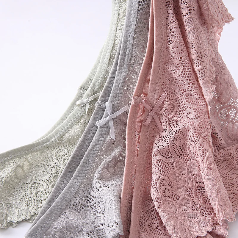 3 шт./лот сексуальные женские кружевные трусики комплект нижнего белья