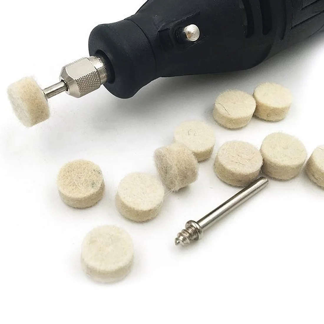 

2 Rod 3.2mm Shank Metal Surface+50Pcs Grinding Polishing Buffing Round Wheel Pad Wool Felt For Dremel Rotary Tools Accessories