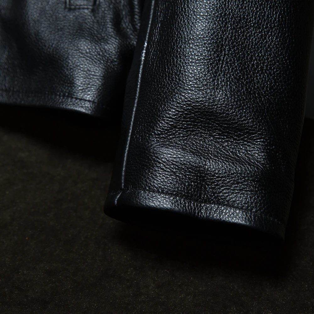 

100% Natural Cowhide Leather Jacket Slim Men Skin Clothing Male Coat Autumn Spring Asian Size S-6XL Wholesale Drop Shipping