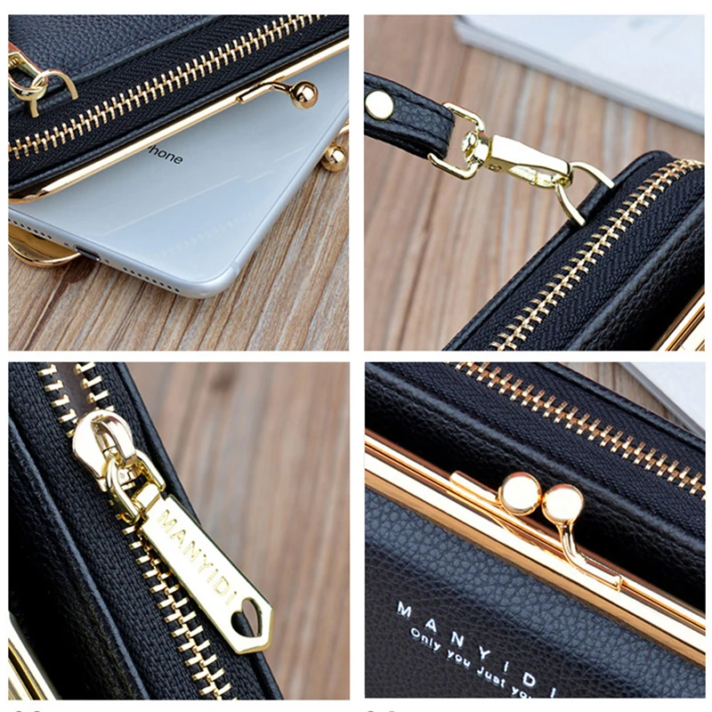 New Women Phone Messenger Bag Over The Shoulder Large Capacity Simple Soft Leather Crossbody Bags Female Handbags Ladies Wallet