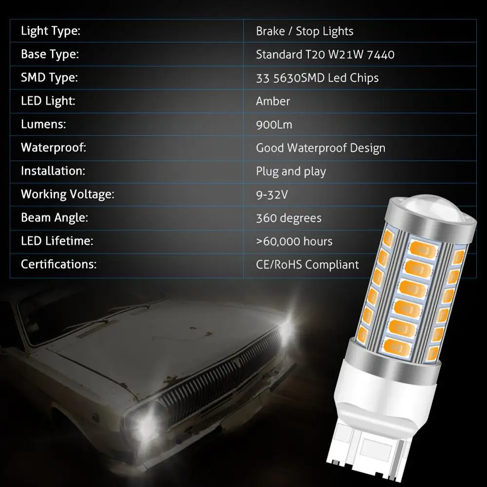 4 шт. Автомобильные светодиодные лампы KATUR T20 размеры США № 7440 WX3 x 16d|auto led|auto bulbauto led