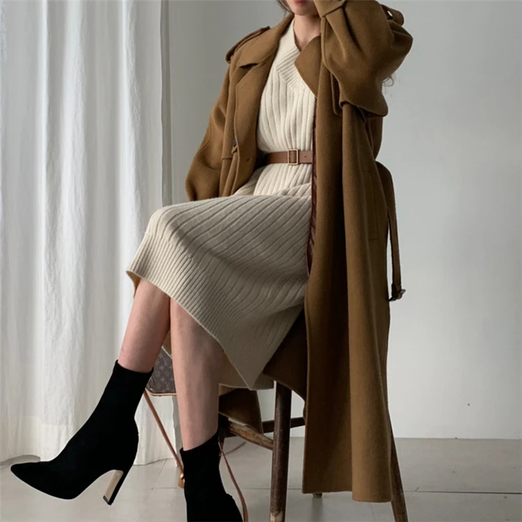 KINOMI новинка 2019 Осень зима женские платья вязанные прямые корейский стиль модные