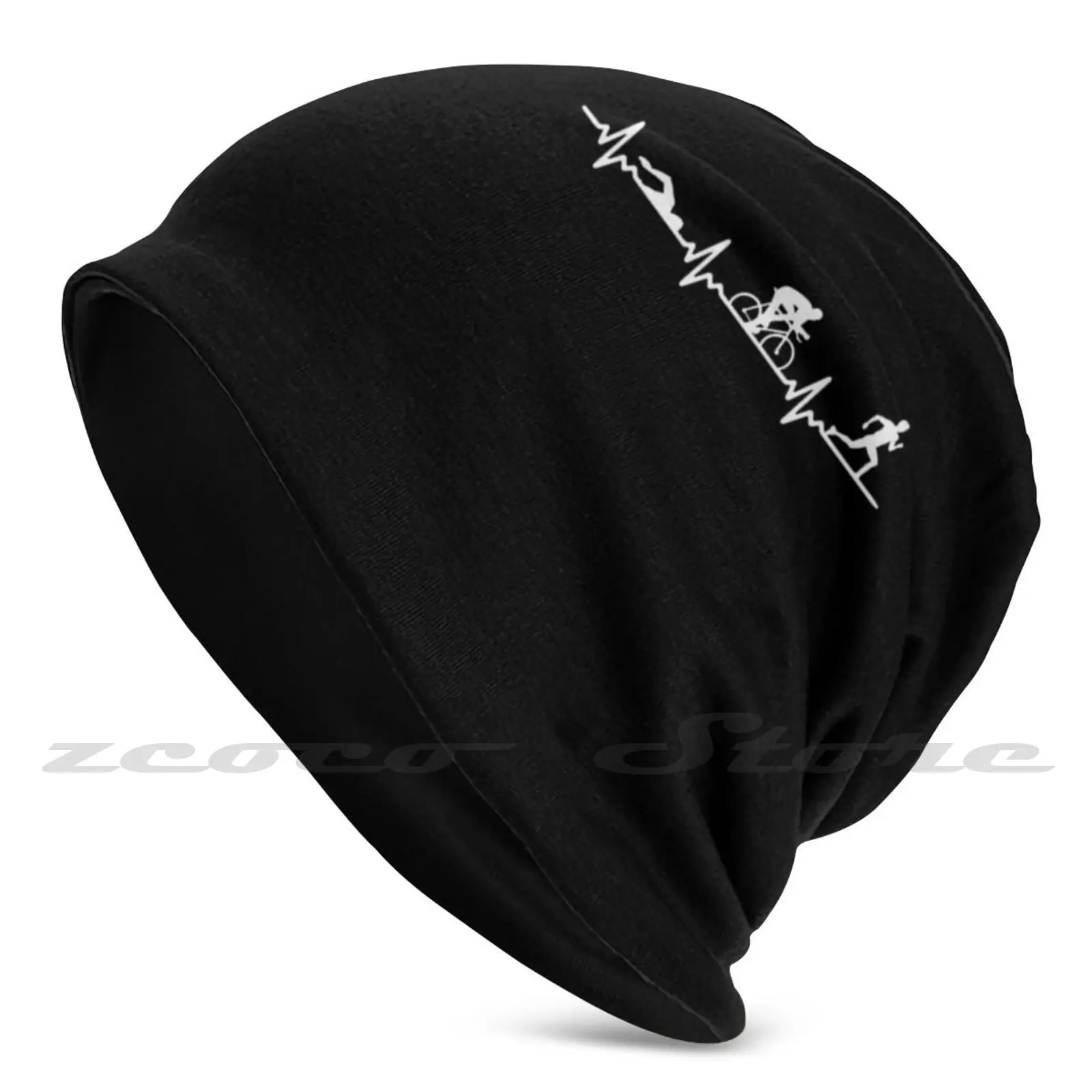 

Triathlon Athlete Personalized Pattern Knit Hats Plus Size Elastic Soft Cap Triathlon Run Bike Marathon Running Cycling Fitness