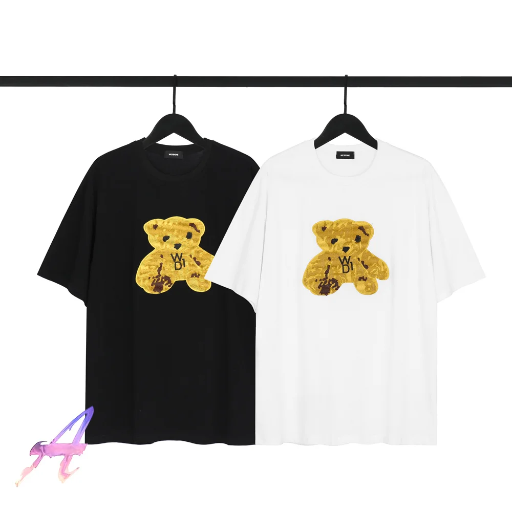 

Новое поступление 2021, модная повседневная футболка с вышивкой и принтом медведя We11done, высококачественные футболки Welldone, футболки