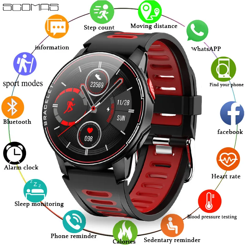 SCOMAS модные умные часы для мужчин сердечного ритма крови Давление монитор Смарт