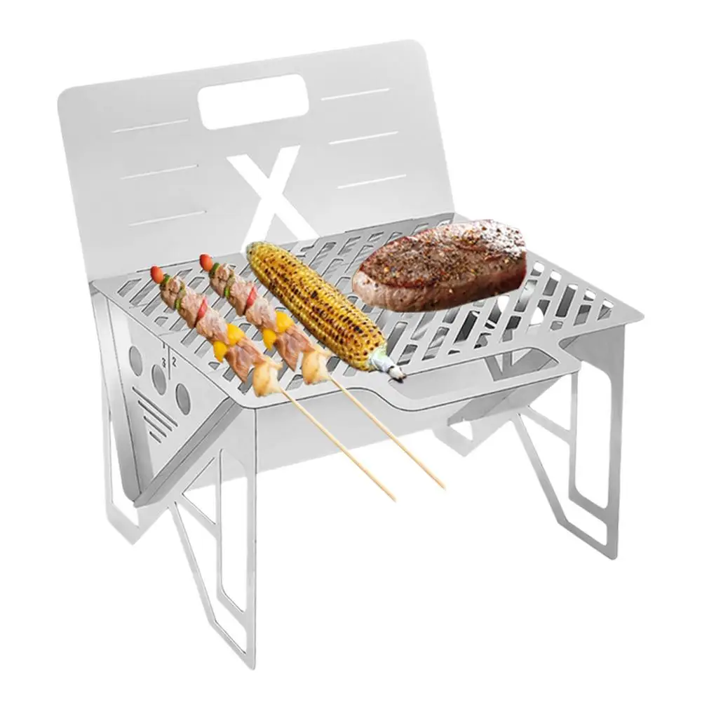 

Портативный гриль для барбекю, мини-гриль из нержавеющей стали на древесном угле, складной, для дома, походов, парка, аксессуары для барбекю