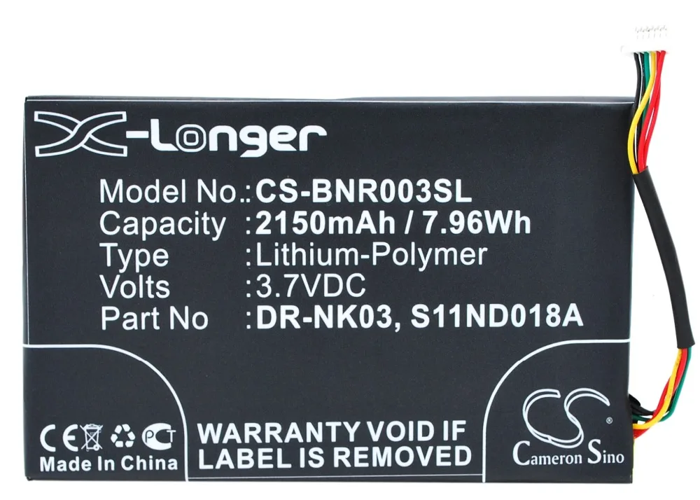 

Cameron Sino 2150mAh Battery for Barnes & Noble BNRV300,BNTV350,Nook Simple Touch, Simple Touch 6",DR-NK03, MLP305787, S11ND018A