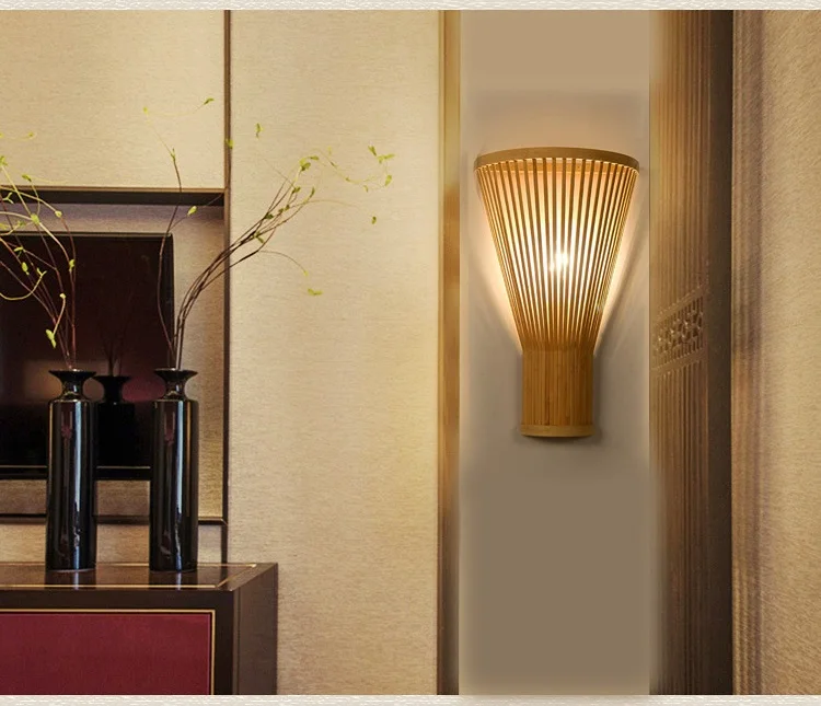 Юго Восточная Азия бамбуковый вентилятор коридор настенные светильники ручной