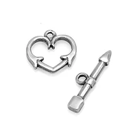 30setslot steel color stainless steel heart shape ot clip clasps hooks necklace bracelet for diy jewelry making supplies