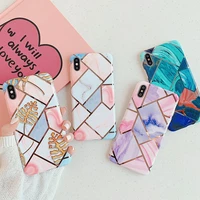 geometric marble phone case for iphone 7 8 plus xr xs max x 13 12 pro 11 pro max case imd electroplated soft silicone back cover