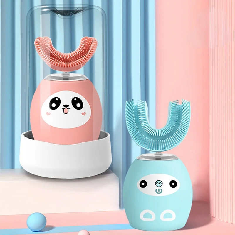 

Sonic Electric Toothbrush Kids Smart 360 Degrees Silicon Automatic Ultrasonic U Heads Teeth Tooth Brush Cartoon Pattern Children