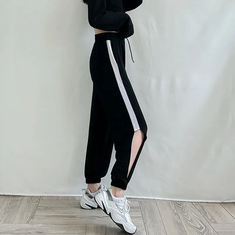 

Women Fashion Loose Jogger Pants Summer Female Korean Side Hole Patchwork Casual Trousers Comfy Harem Pants