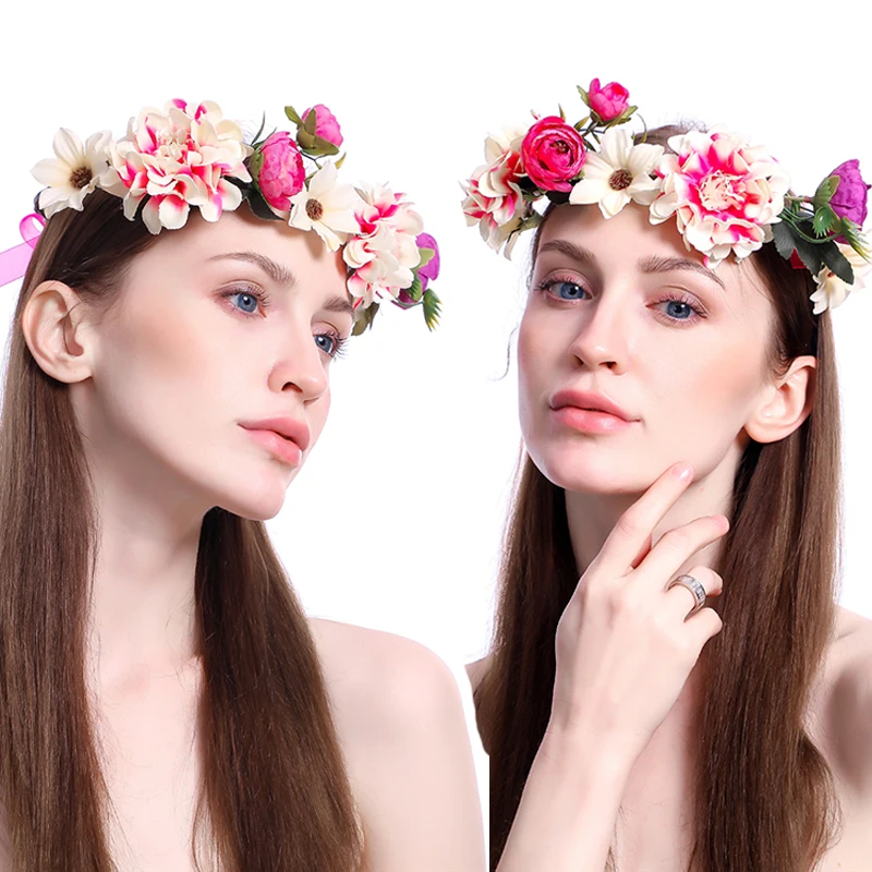 22style New Elegant Wedding Headband Sweet Bride Rose Flower Crown Fashion Women Beach Travel Hair Wreath Party Accessories | Дом и сад