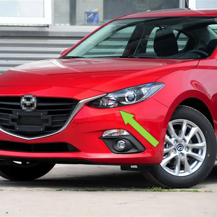 

Auto Chrome Headlight front light lamp cover trim For 2014 2015 2016 Mazda 3