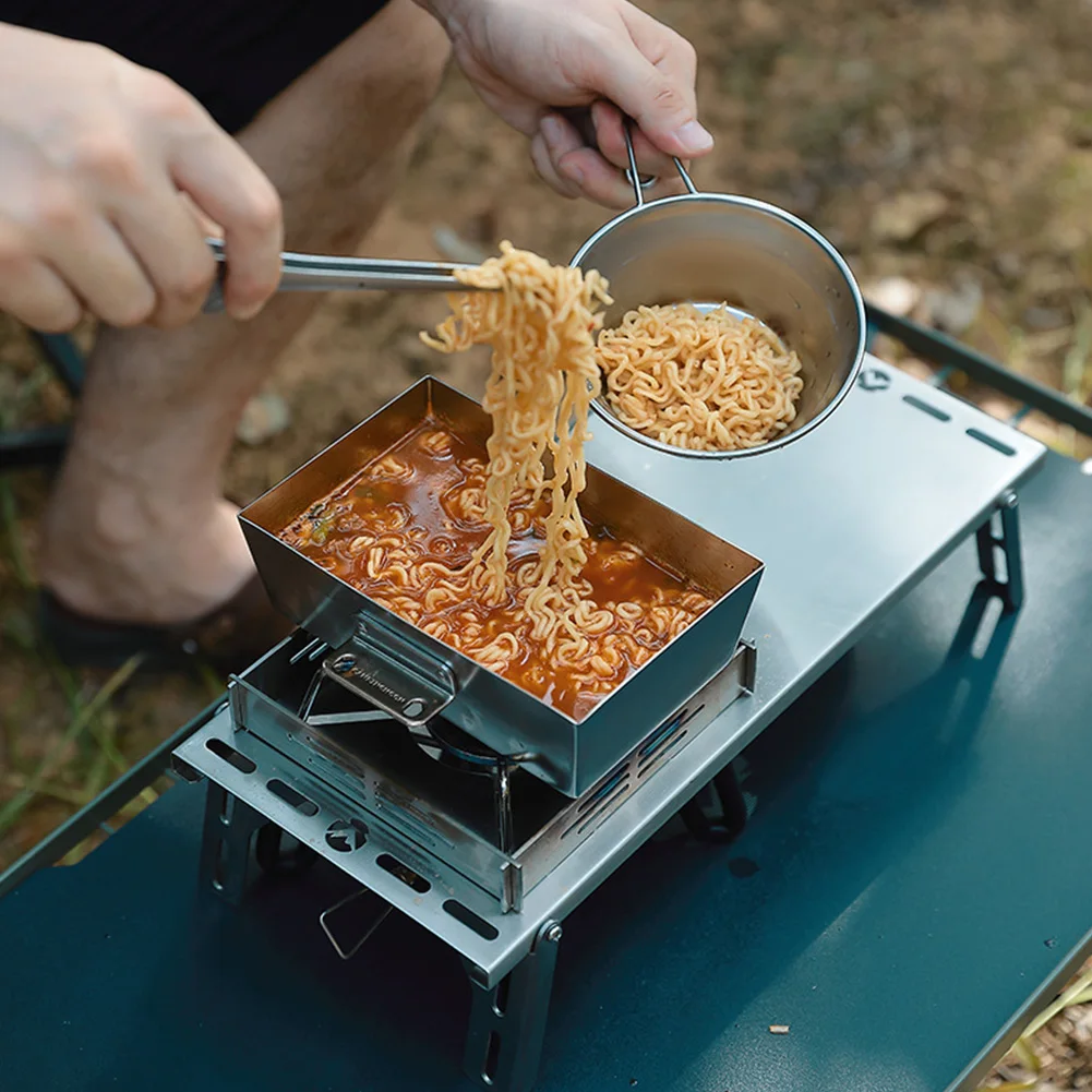 

Stainless Steel Grill Frying Pan with Detachable Handle Folding Cooking Pot Saucepan Decoction Set Outdoor Camping Picnic BBQ