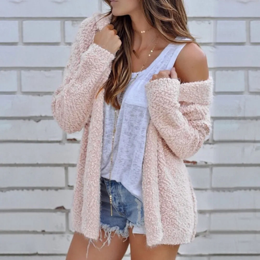 

Women Winter Korean Sweater Casual Warm Solid Cardigan Knitting Outwear Coat Overcoat Female Casual Open Stitch