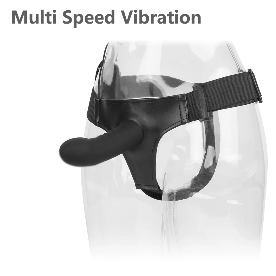 Эротический силиконовый многоскоростной фаллоимитатор с ремешком вибратор