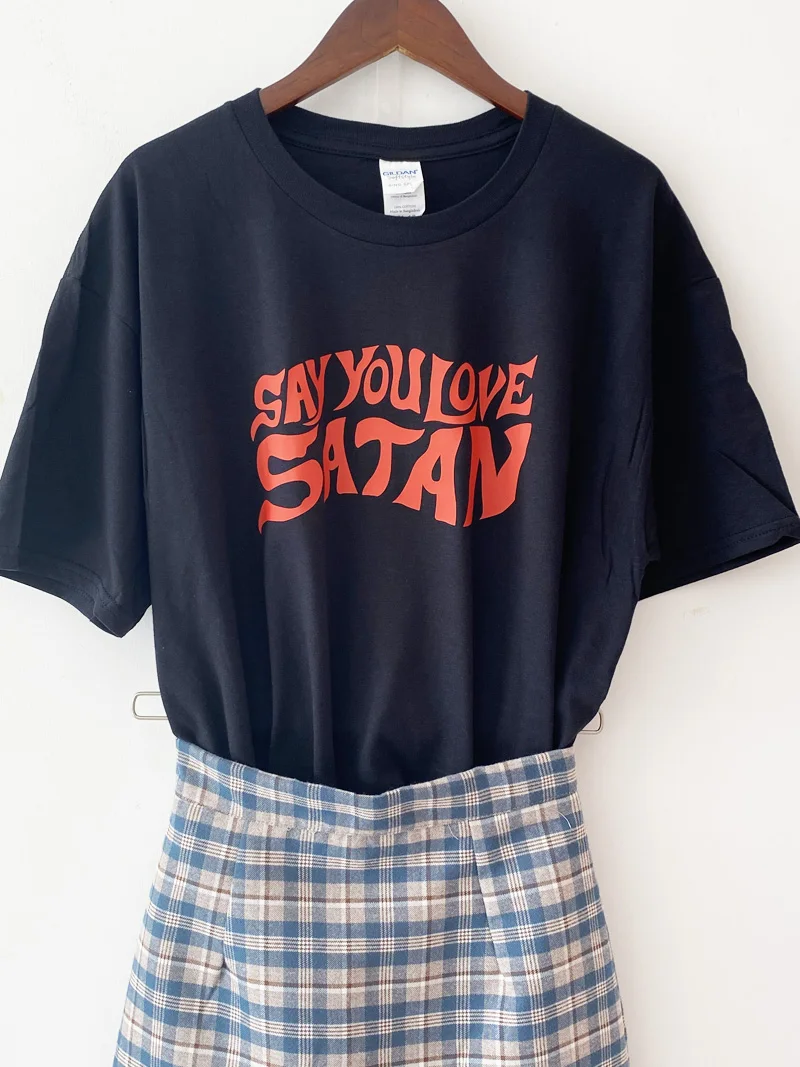Женская футболка с принтом See You Love 100% хлопок Tumblr гранж сатана унисекс графическая