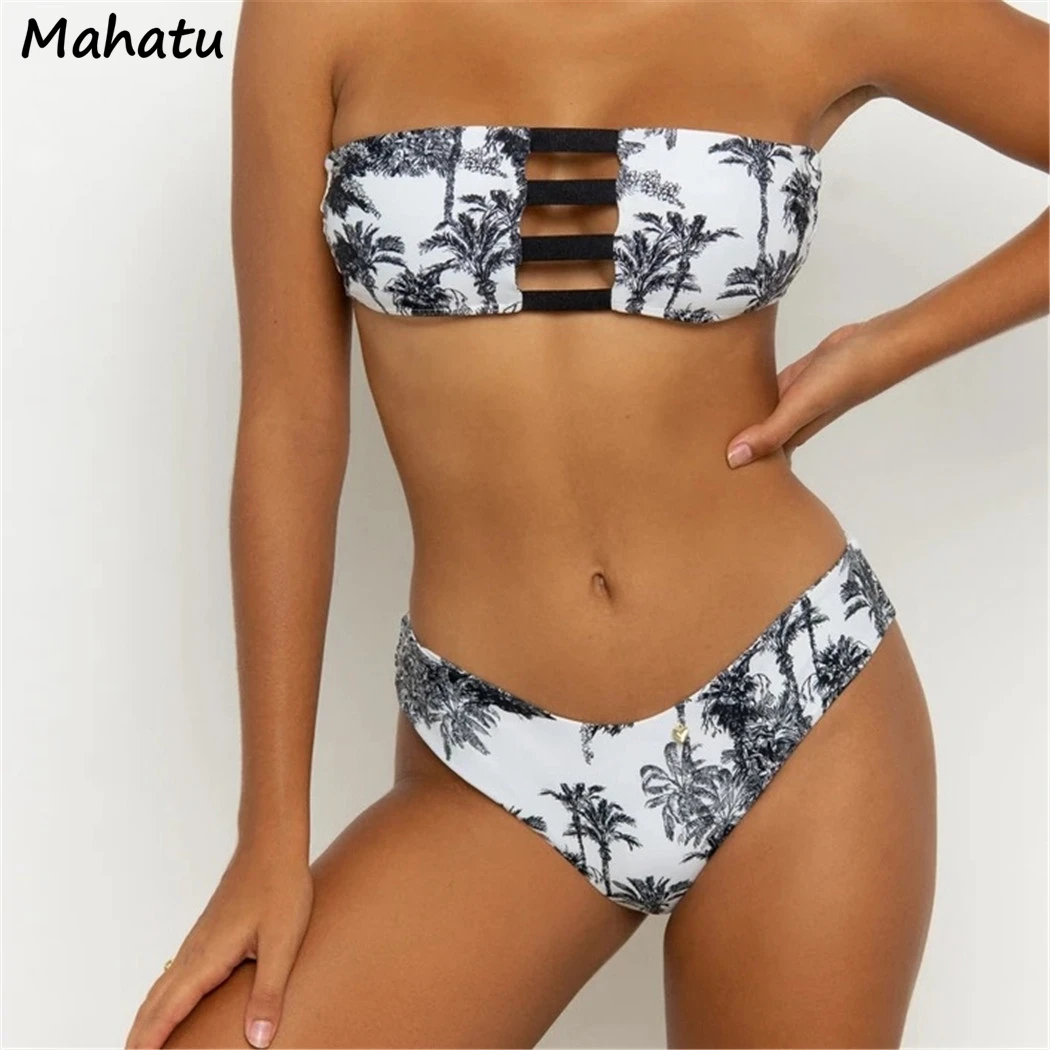 

Woman Swimsuit Sexy Two Pieces Bikini Set Print briefs swimsuit 2 Pcs sexy Adjustable straps Swim wear Beach suit