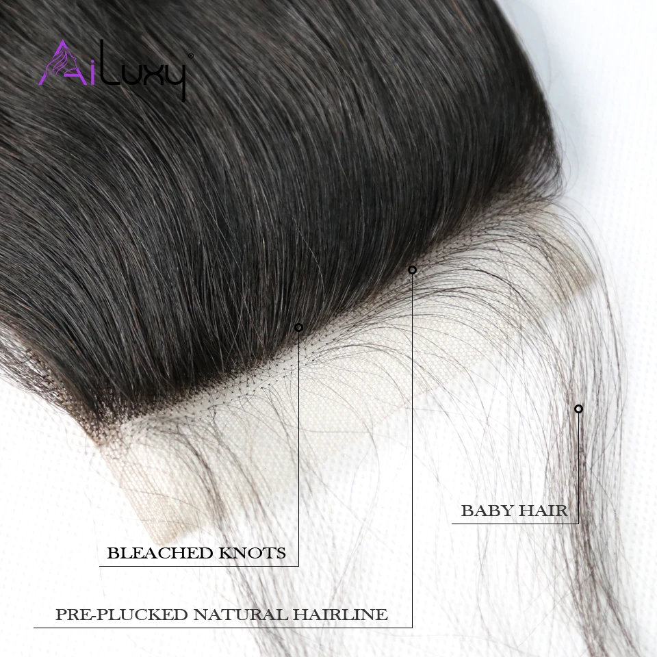 Ailuxy OneCut Hair Beauty 4x4 Brazilian Virgin Closure Loose Wave 8-20inches Preplucked Nature hairline | Шиньоны и парики