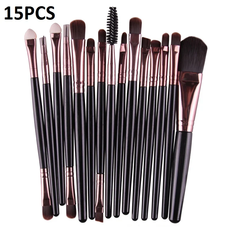 15pcs 15 шт. набор кистей для макияжа Pincel Maquiagem тени для век бровей ресниц основа для пудры кисти для макияжа Brochas Maquillaje - Handle Color: 15pcs