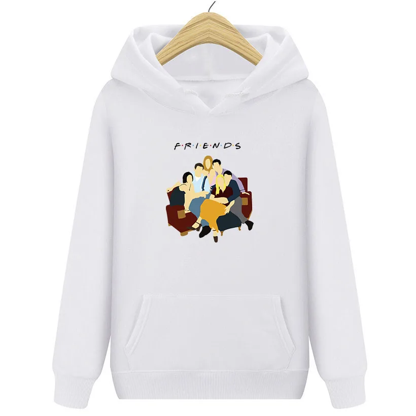 

Женские модные толстовки с надписью «Friends» в стиле Харадзюку, флисовые теплые пуловеры с карманами, свободные однотонные женские толстовки ...