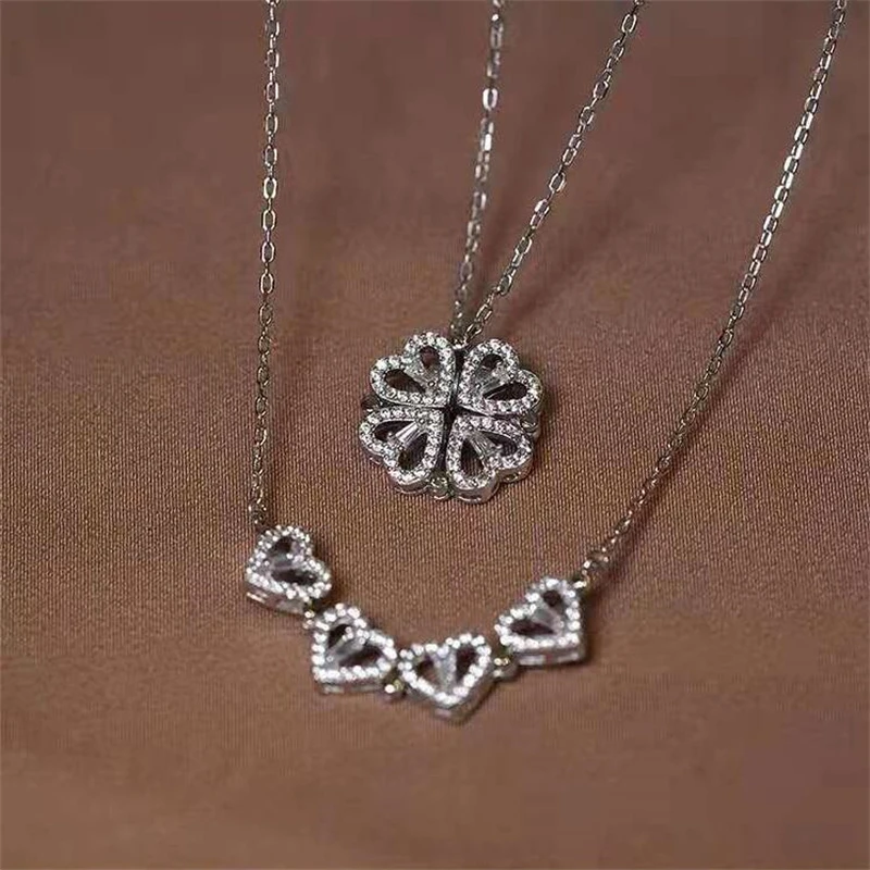 

Woman Cute Charm Necklace Creative Heart-Shaped Magnetic Variable Style Chain Necklace Romantic Couple Anniversary Gift
