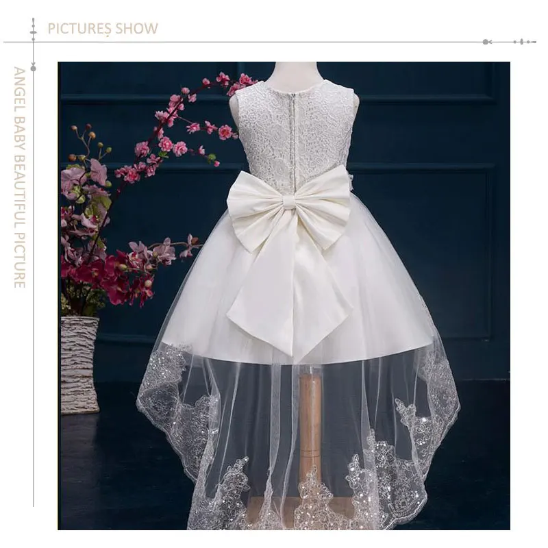 Детское платье с цветами для девочек белое крещения на свадьбу и Рождество