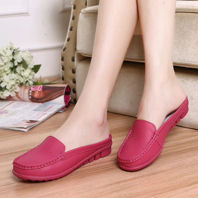 Шлепанцы Gykaeo женские из натуральной кожи сандалии на плоской подошве Элегантная