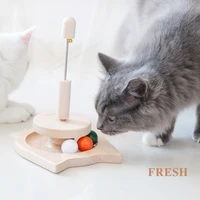 pet toy interactive cat toy scratching post two layer turntable balls wooden funny safe for kitten puppy playing exercise