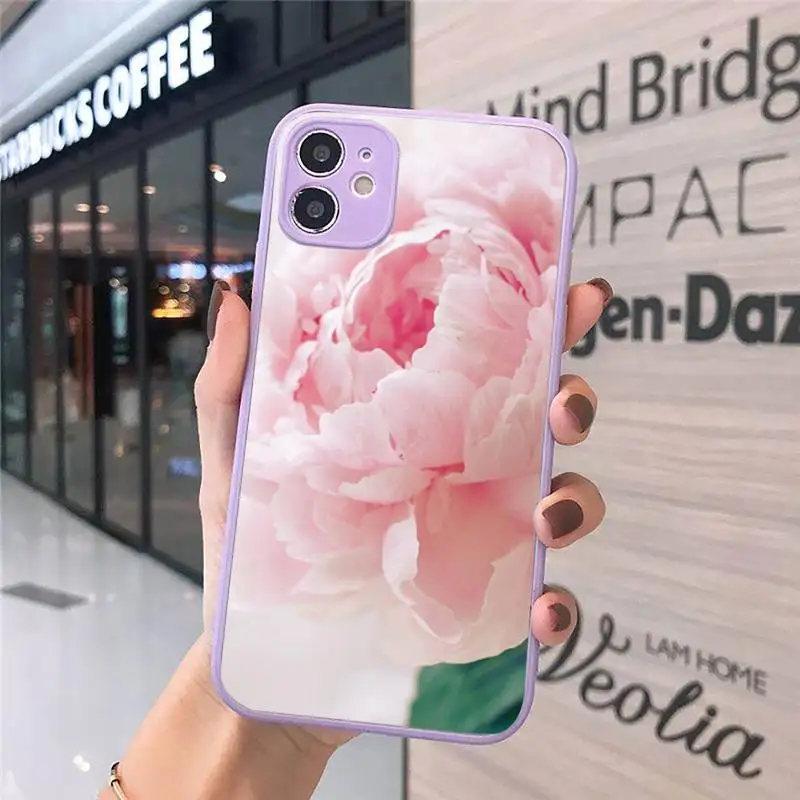 

Peony flower pink Phone Case matte transparent For iphone 7 8 11 12 plus mini x xs xr pro max cover