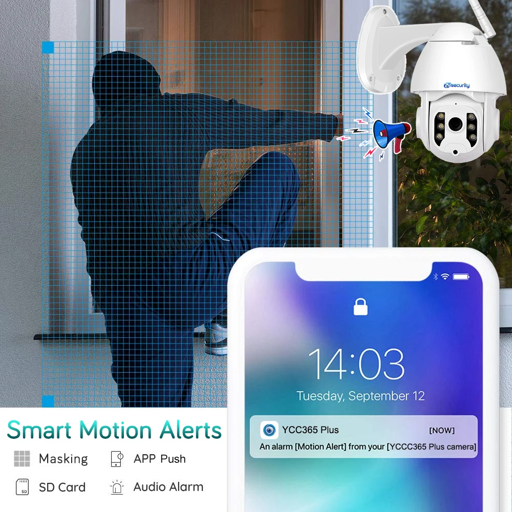 Wi-Fi PTZ камера работает с Alexa HD 1080P автоматическое слежение Беспроводная скоростная