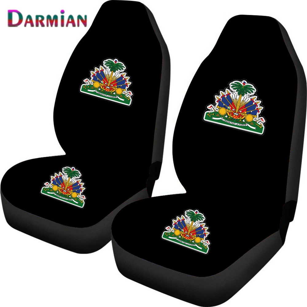 

DARMIAN Haiti с рисунком национального флага, Модный чехол для автомобильного сиденья, набор из 2 воздушных подушек, универсальные эластичные Чех...