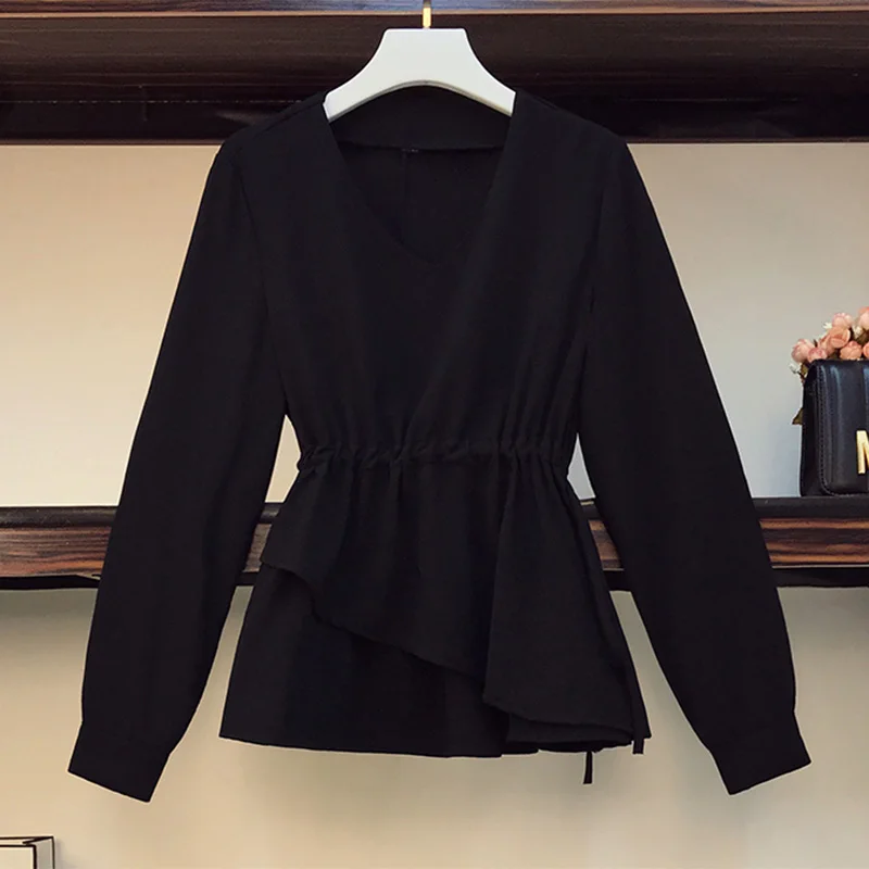 Lus Размер 2020 осень зима элегантный OL костюм для женщин женская рубашка Топ и