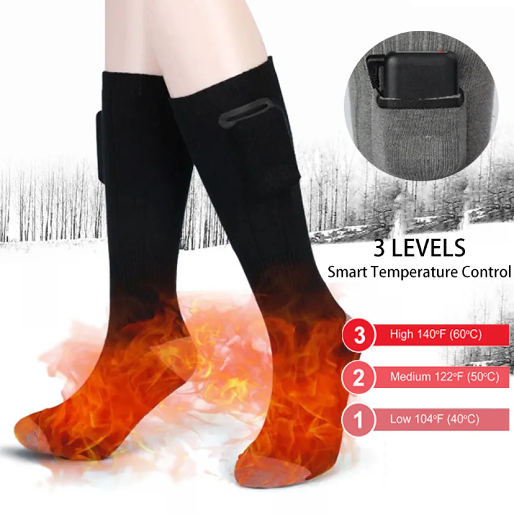 

Winter Heating Socks Rechargeable Electric Socks Waterproof Battery Powered Cold Weather Socks Camping Skiing Equipment