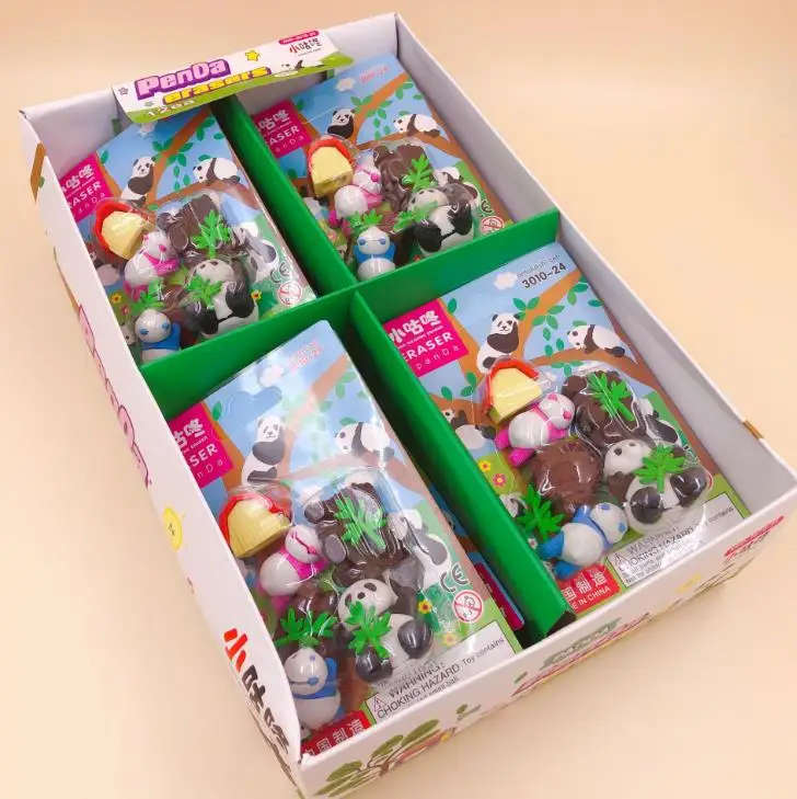 

6 Pcs/pack Cartoon Animal Panda Bamboo Branches Erasers Rubber Pencil Erasers Writing Drawing Tools Stationery for Kids Gifts