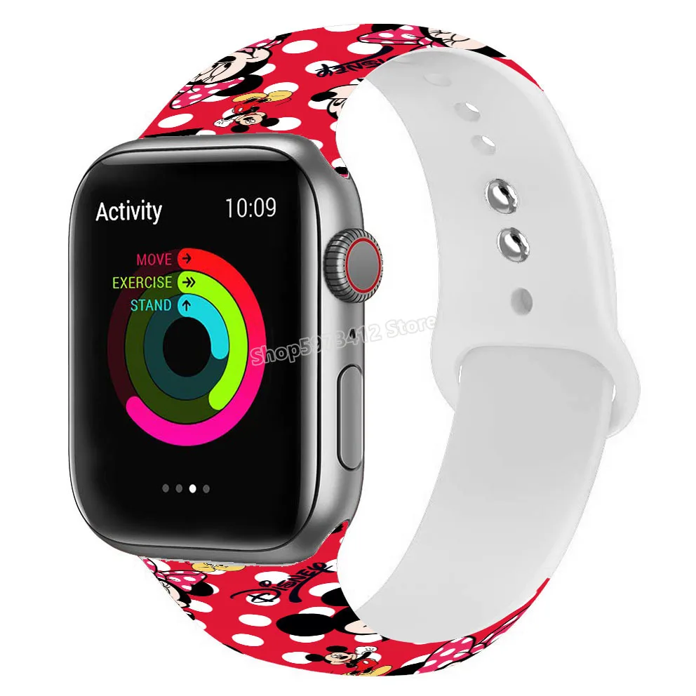 

Mickey Minnie Watchband Suitable for Apple Printing Silicone Iwatch Watch Strap for Applewatch Sports Watch Band Bracelet Decor