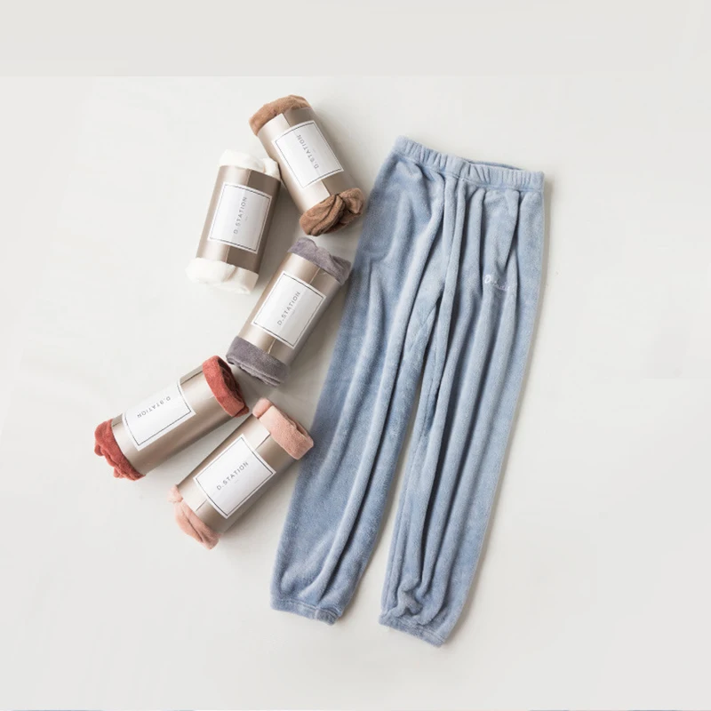 Коралловые бархатные брюки женские шаровары Осень-зима 2019 утепленные теплые