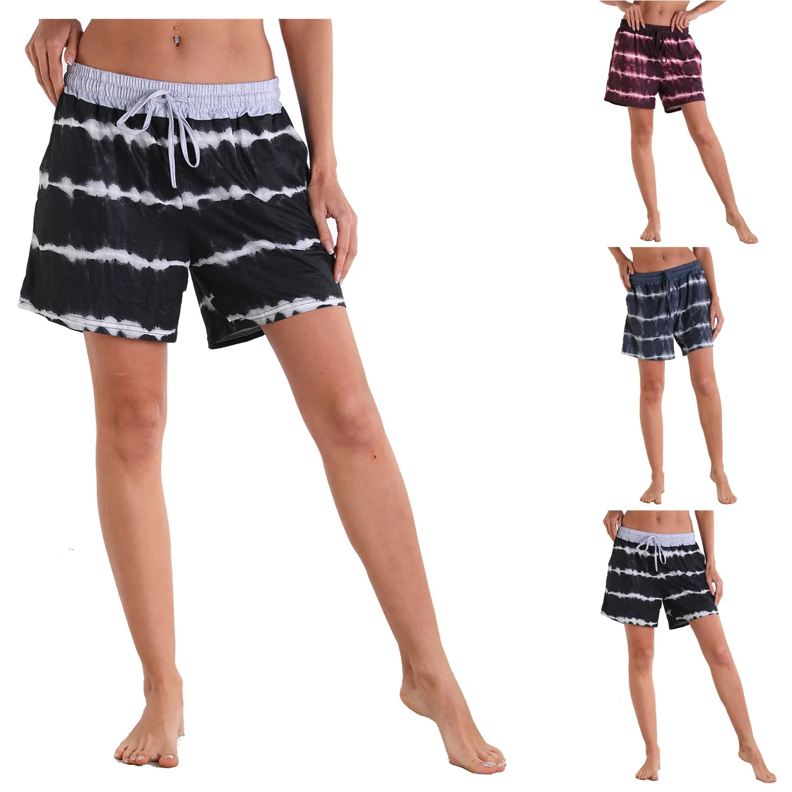 

Women Stripe Loose Casual Shorts Sexy Hight Waist Beach Surfing Fitness Outdoor Sports Shorts 2021 Summer New Fitness Shorts Gym