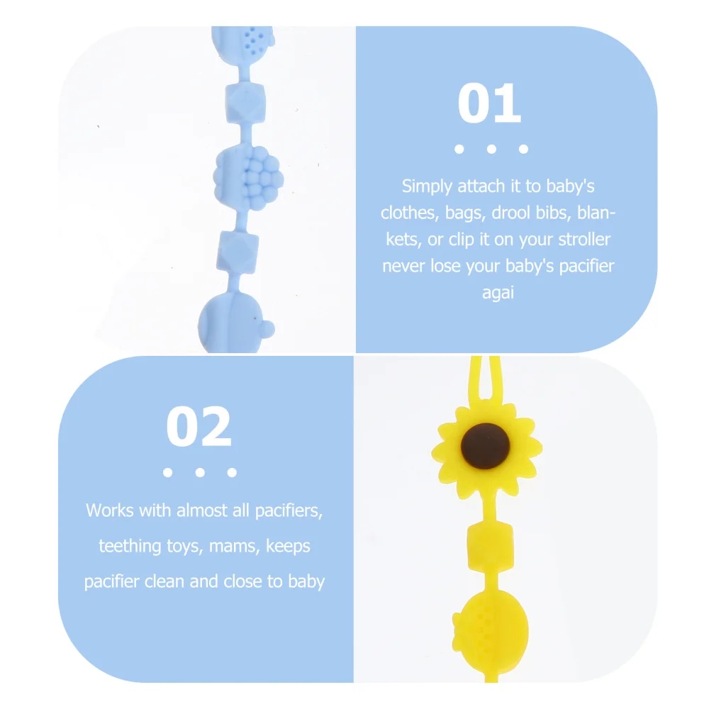 

3pcs Silicone Baby Pacifier Clip Chain Adorable Infant Pacifier Clip Holder