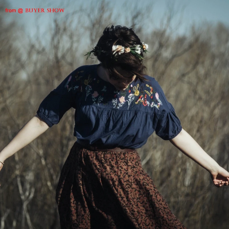 

White Tunic Linen Shirt Women Vintage Clothes Cotton High quality Embroidery Blouse Plus size Ladies Tops Casual