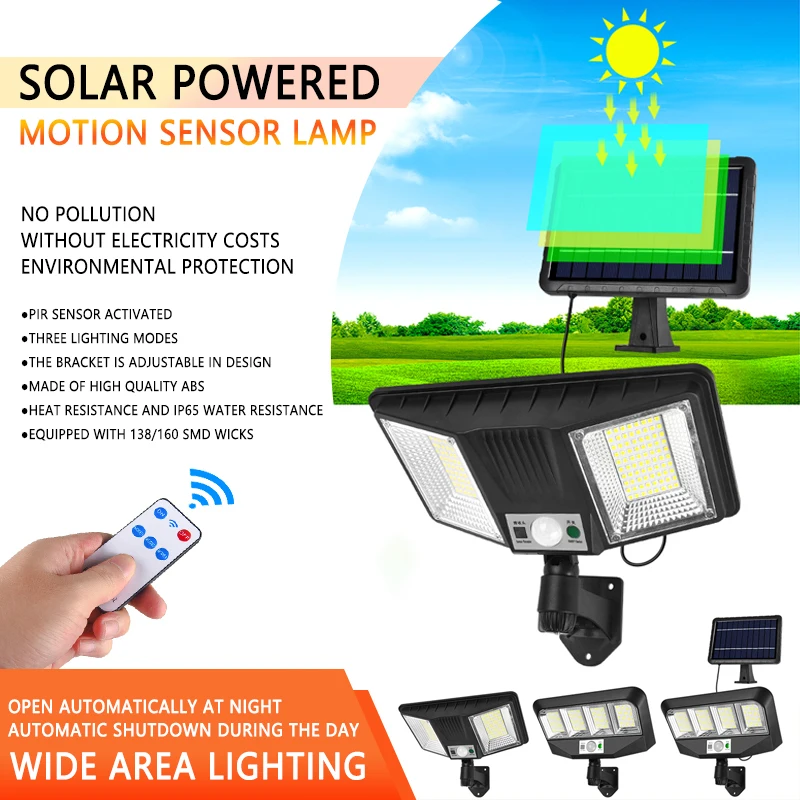 

Solar Light Outdoor Human Sensor Wall Lamp With Remote Control Lawn Split Type Light Garden Courtyard Street Decoration Lighting
