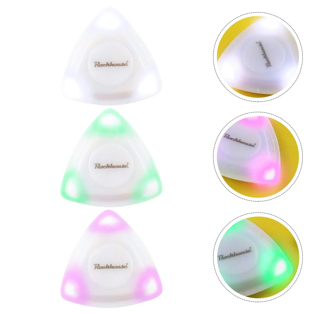 

3 Pcs LED Electric Guitar Picks Bass Plastic Ukulele Picks Practical Plectrum