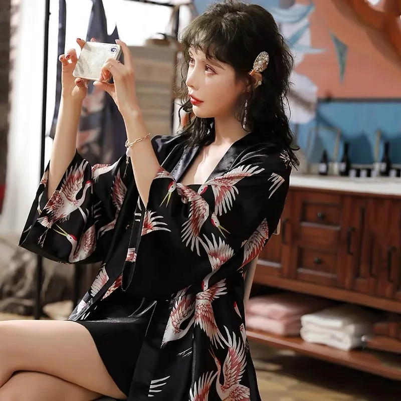 Men Lovers Night Sleep Robes Long Sleeve Belt Nightgown Shower Bathrobe Comfortable Couples Loose Mens Dressing Gown Wedding