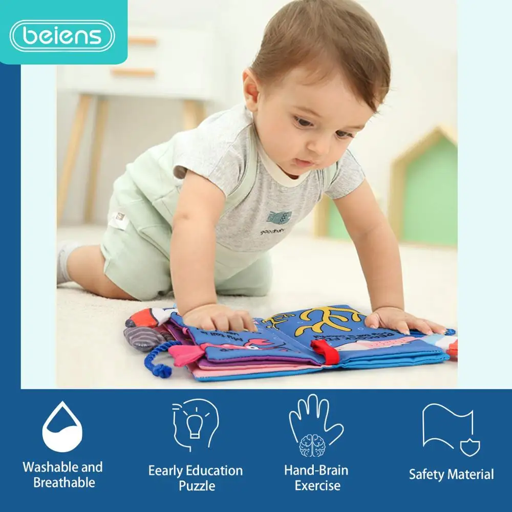 Детские игрушки Beiens Мягкая тканевая книга погремушки для новорожденного ребенка